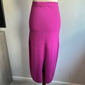 Free People Pink Ribbed midi Skirt